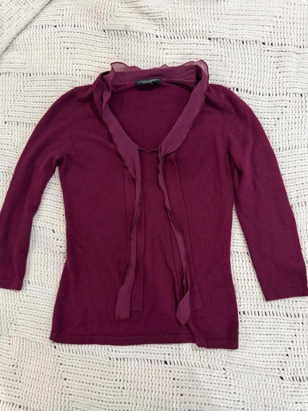 Banana Republic silk blend Burgundy Tie-Front Knit Top